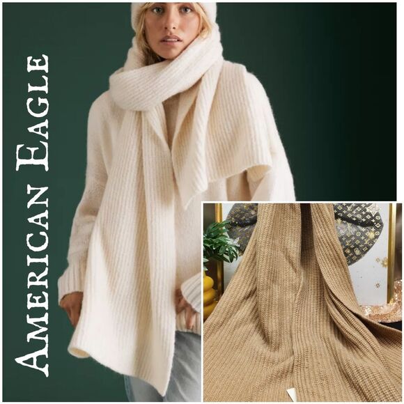 NWT American Eagle AE77 Premium Rib Cashmere Scarf - Picture 1 of 14